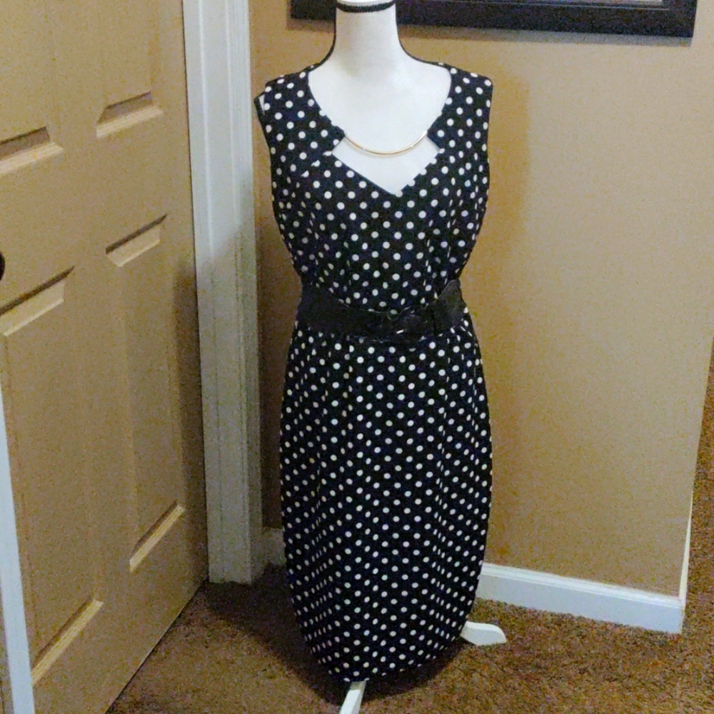 Black and White poka a dot Dress